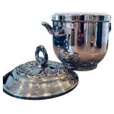 DR - Vintage Oneida Silverplate Ice Bucket with Ornate Lid, 10 Inch Tall