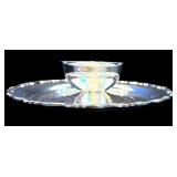 DR - Set of 3 Vintage Silver Tone Platters with Ornate Designs and Dipping Dish