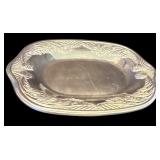 DR - Set of 3 Vintage Silver Tone Platters with Ornate Designs and Dipping Dish