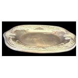 DR - Set of 3 Vintage Silver Tone Platters with Ornate Designs and Dipping Dish
