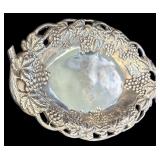 DR - Set of 3 Vintage Silver Tone Platters with Ornate Designs and Dipping Dish