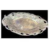 DR - Set of 3 Vintage Silver Tone Platters with Ornate Designs and Dipping Dish