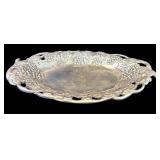 DR - Set of 3 Vintage Silver Tone Platters with Ornate Designs and Dipping Dish