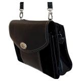 LR - Brighton Black Leather Wallet Handbag with Crossbody Strap