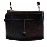 LR - Brighton Black Leather Wallet Handbag with Crossbody Strap