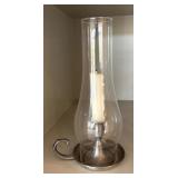 LR - Pair of Glass Hurricane Candle Holders with Metal Bases