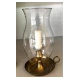 LR - Pair of Glass Hurricane Candle Holders with Metal Bases