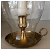 LR - Pair of Glass Hurricane Candle Holders with Metal Bases