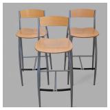 G - Set of 3 Modern Wood and Metal Bar Stools from Design Within Reach