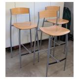 G - Set of 3 Modern Wood and Metal Bar Stools from Design Within Reach