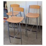 G - Set of 3 Modern Wood and Metal Bar Stools from Design Within Reach