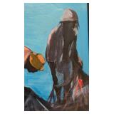 LL - Ken Abendana Spencer Framed Fishing Scene Original Painting