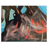 LL - Ken Abendana Spencer Framed Fishing Scene Original Painting