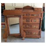 G - Antique Eastlake Dresser with Ornate Mirror and Carved Details