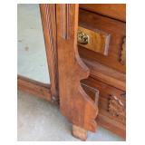 G - Antique Eastlake Dresser with Ornate Mirror and Carved Details