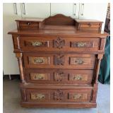 G - Antique Eastlake Dresser with Ornate Mirror and Carved Details