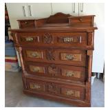 G - Antique Eastlake Dresser with Ornate Mirror and Carved Details