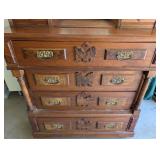 G - Antique Eastlake Dresser with Ornate Mirror and Carved Details
