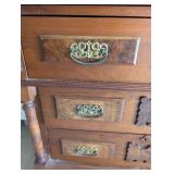 G - Antique Eastlake Dresser with Ornate Mirror and Carved Details