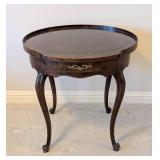 LL - Baker Vintage Round Wood Side Table with Drawer and Cabriole Legs