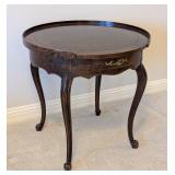 LL - Baker Vintage Round Wood Side Table with Drawer and Cabriole Legs