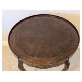 LL - Baker Vintage Round Wood Side Table with Drawer and Cabriole Legs