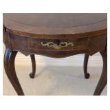 LL - Baker Vintage Round Wood Side Table with Drawer and Cabriole Legs