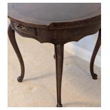 LL - Baker Vintage Round Wood Side Table with Drawer and Cabriole Legs