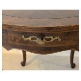 LL - Baker Vintage Round Wood Side Table with Drawer and Cabriole Legs