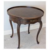 MR-Baker Vintage Round Wood Side Table with Drawer and Cabriole Legs