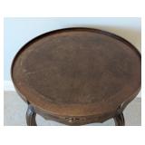 MR-Baker Vintage Round Wood Side Table with Drawer and Cabriole Legs