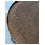 MR-Baker Vintage Round Wood Side Table with Drawer and Cabriole Legs