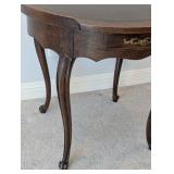 MR-Baker Vintage Round Wood Side Table with Drawer and Cabriole Legs