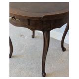 MR-Baker Vintage Round Wood Side Table with Drawer and Cabriole Legs