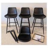 LL - Set of 4 Rasnick Upholstered Bar Height Stools with Metal Frame by Trent Austin Design, New
