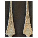 UL - Set of 3 Antique WMF Silver Plated Pastry Forks, Ornate Monogrammed Handles, 5 Inch