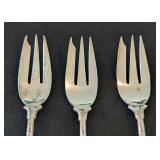 UL - Set of 3 Antique WMF Silver Plated Pastry Forks, Ornate Monogrammed Handles, 5 Inch