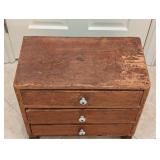 MB - Antique Wooden 3-Drawer Cabinet with White Knobs