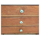 MB - Antique Wooden 3-Drawer Cabinet with White Knobs