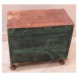 MB - Antique Wooden 3-Drawer Cabinet with White Knobs
