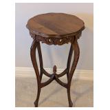 LL - Vintage Carved Wooden Accent Table with Decorative Apron