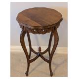 LL - Vintage Carved Wooden Accent Table with Decorative Apron