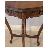 LL - Vintage Carved Wooden Accent Table with Decorative Apron