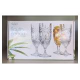 ML - Shannon Crystal South Beach Set of 4 Palm Ice Beverage Goblets 9 oz