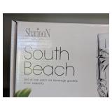 ML - Shannon Crystal South Beach Set of 4 Palm Ice Beverage Goblets 9 oz