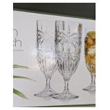 ML - Shannon Crystal South Beach Set of 4 Palm Ice Beverage Goblets 9 oz