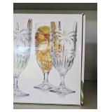 ML - Shannon Crystal South Beach Set of 4 Palm Ice Beverage Goblets 9 oz