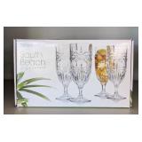 ML - Shannon Crystal South Beach Set of 4 Palm Ice Beverage Goblets 9 oz