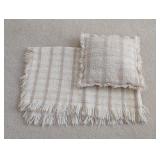 UL - Irish Tan Plaid Fringed Blanket and Matching Throw Pillow by Helena Ruuth