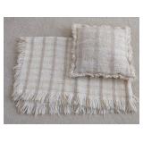 UL - Irish Tan Plaid Fringed Blanket and Matching Throw Pillow by Helena Ruuth